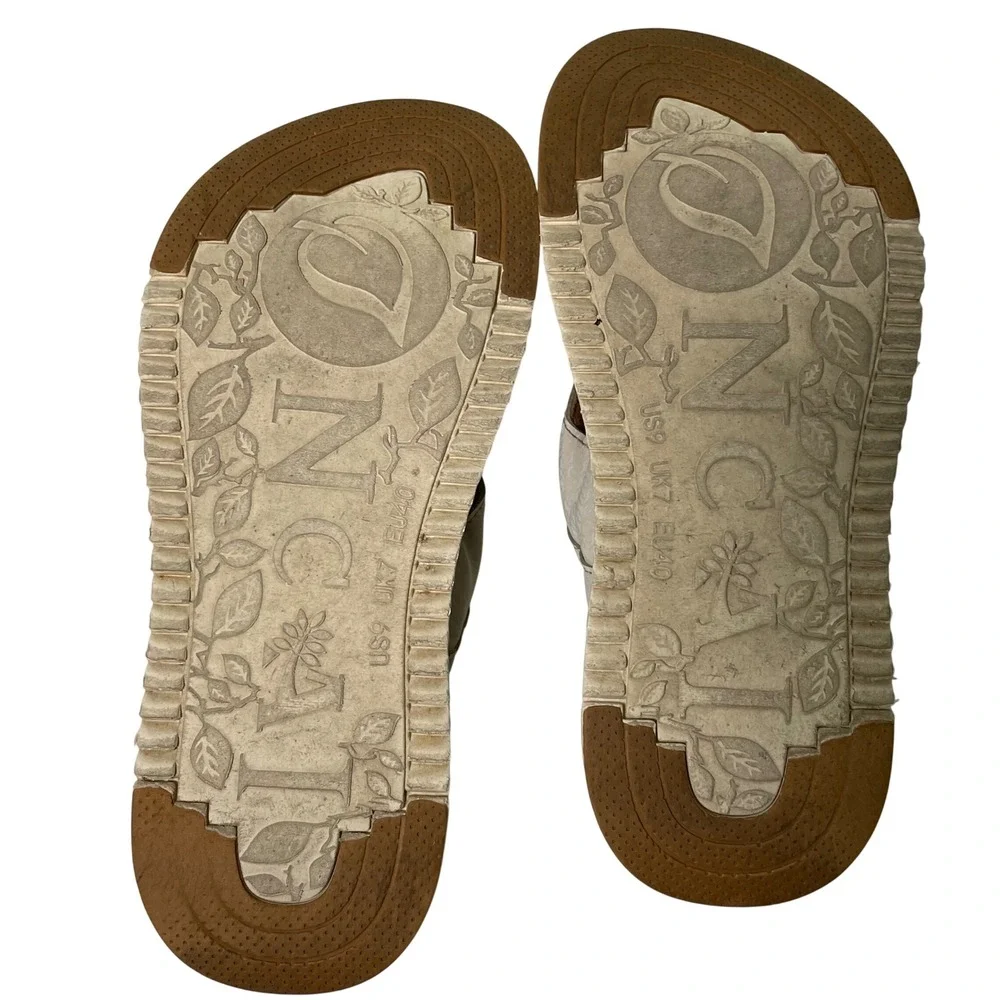 ONCAI Womens Orthotic Flip Flops Thong Platform Sandals Size 9 Tan/White